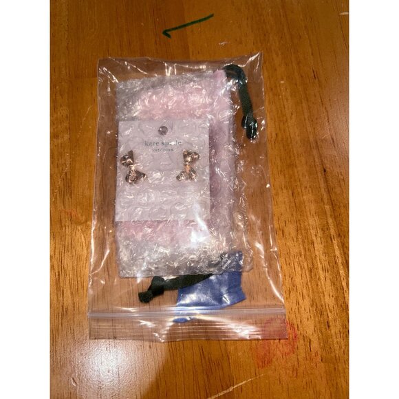 Kate Spade Rose Gold Bow Stud Earrings With Dust Bag - New - Picture 2 of 3